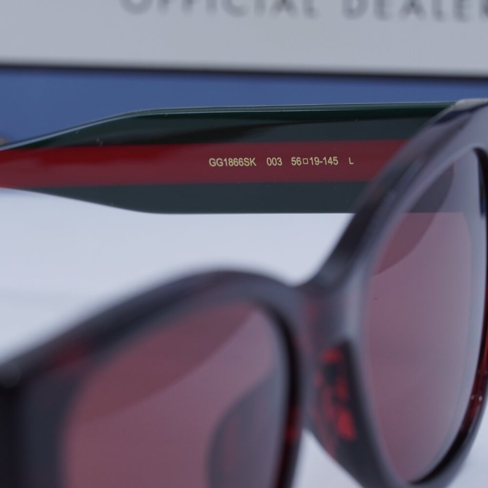 Gucci GG1866SK 003 Square Sunglasses – Shiny Burgundy Havana/Burgundy - Picture 5 of 9